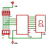 ７セグ１桁16進表示の回路図